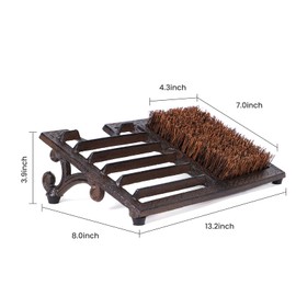HZE Cast Iron Boot Brush Scraper Outdoor, Vintage Rustic Boot Scrapers with Brushes Outdoor, Angled Design Boot Cleaner Brush Outdoor Heavy Duty for Outdoor, Porch, Entryway, Garden