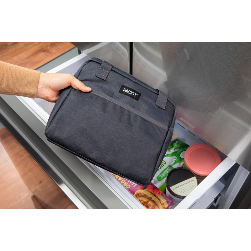 PackIt Freezable Hampton Lunch Bag, City Charcoal, Built with EcoFreeze