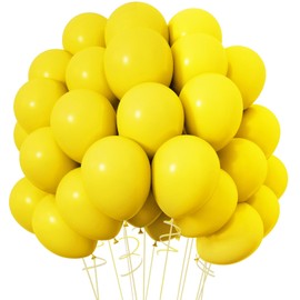 RUBFAC 120pcs Lemon Yellow Balloons 12 Inches Latex Balloons, Matte Yellow Balloons for Birthday Baby Shower Graduation Anniversary Wedding Party Supplies Garland Arch Decoration