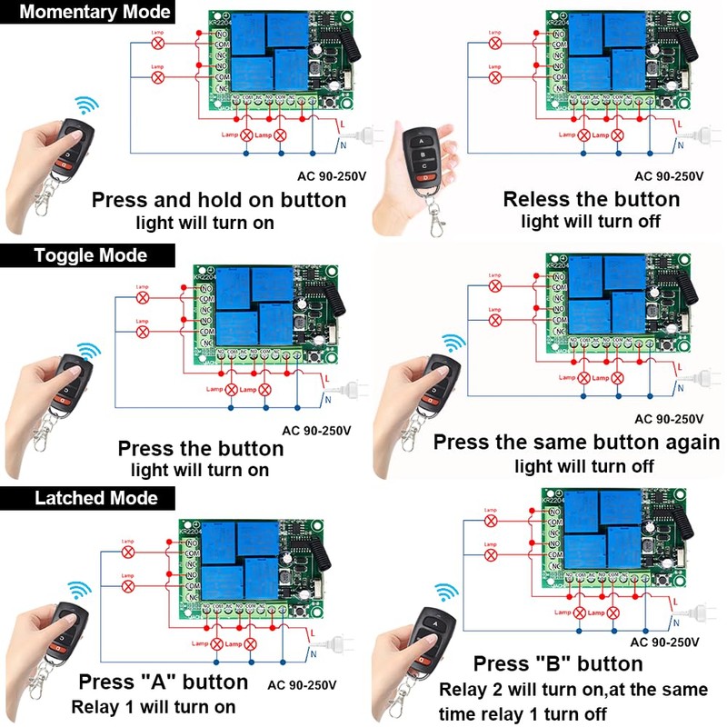 QIACHIP Wireless Remote Control AC 220 V 230 V 240