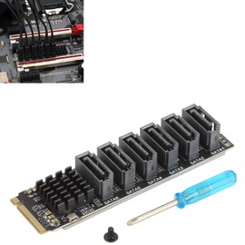 M.2 to SATA3.0 Adapter Card, 6Gbps High Speed ASM1166 M.2 PCIE to SATA Expansion Card with Smart Indicator for OS X, Windows, Linux