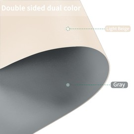 Zinkooat Round Table Pad,1.8mm Thick,Dia.41 Inch,Round Leather Table Cover,Round Table Protector,Round Dining Table Protector,Round Table Top Protector.(Dia.41,Light Beige+Light Gray)