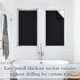 RYB HOME Blackout Blinds for Bedroom - Easy Install with Suction Cups Privacy Temporary Blinds for Ceiling Windows Cover Travel Kids Nursery French Door Loft, W51 x L78, 1 Pc, Black,New