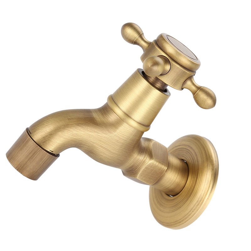 Wall Mounted Vintage Solid Brass Faucet Single Cold Water Tape