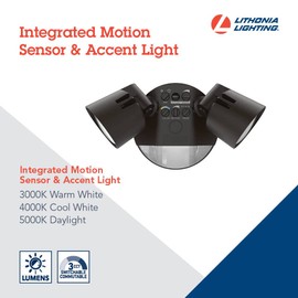 Lithonia Lighting HGX LED 2RH ALO SWW2 120 PIR DDB M2 HomeGuard Security Flood Lights 2150-2600 Lumens, 2-Light, Photocell Sensor and Motion Detection, Dark Bronze