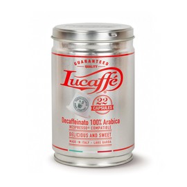 Lucaffè - 22 Kaffeekapseln Kompatibel mit Nespresso Decaffeinato, Dose | Entkoffeinierter Kaffee Kapsel Kaffeemaschine | Dunkle Röstung | Süßer und fruchtiger Geschmack, cremig | Intensives Aroma