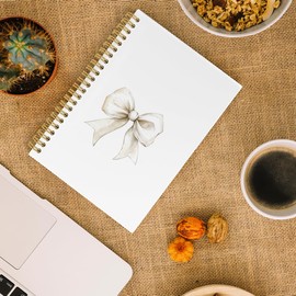 ANIANG White Bow Notebook, Coquette Journal, Preppy Notebook, Trendy Funky Bow 5.5"x8.3" 164pages Lined Notebooks College Ruled, Girly Notebooks for Women Teen Girls Office School Supplies