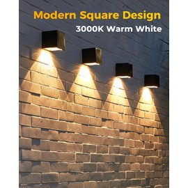 LUHLEE Solar Wall Lights Outdoor, Modern Square Solar Wall Sconce IP65 Waterproof, Solar Outdoor Lights for Patio, Porch, Garden, Backyard, Fence Decor (2 Pack)