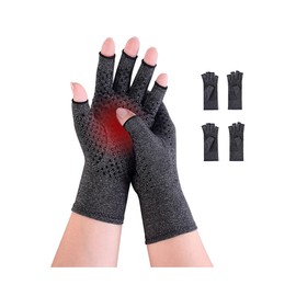 Donfri 2Pairs Arthritis Hand Compression Gloves Fingerless Design Non-slip for Women Men Relieve Symptoms Rheumatoid Osteoarthritis Raynauds Disease Breathable Comfortable Fit Machine Washable (M)