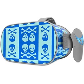 Decal Style Skin Wrap Compatible with Oculus Go Headset - Skull and Crossbones Pattern Blue (Oculus NOT Included)