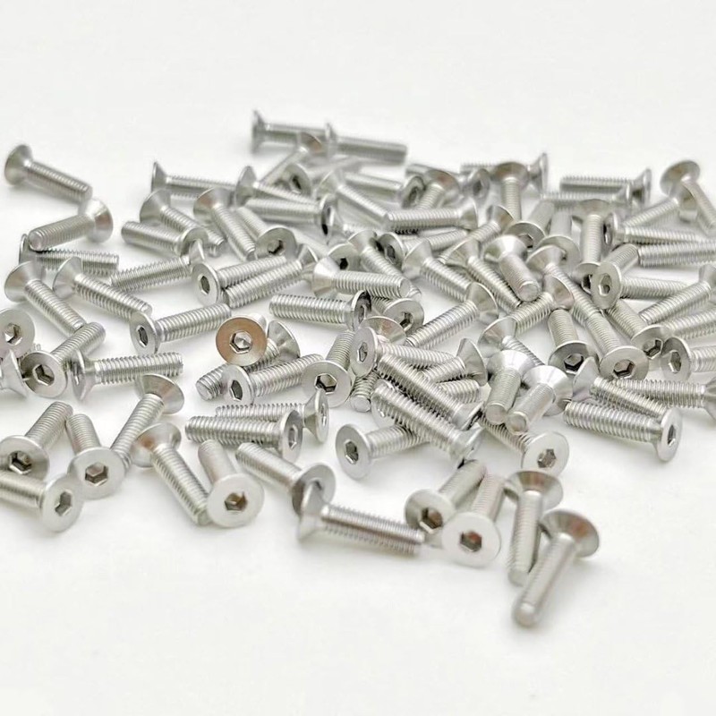 100 Pieces M4x16 Silver Countersunk Screws Stainless Steel Hex Metric