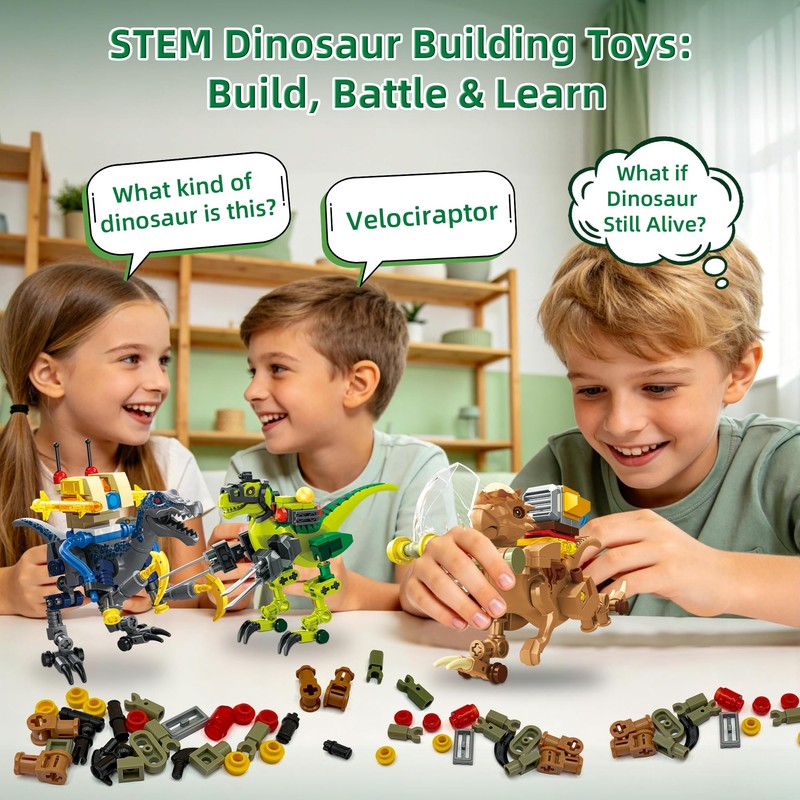 8 Packs Armor Battle Dinosaur Jurassic Building Block Set for