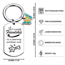 Time Roaming Best Friend Birthday Gifts for Women, Funny Unique Cute Keychain, Silver