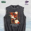Crane Peony Kanji Washed Vest US Warehouse 3 Colors Cotton