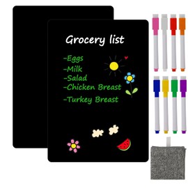Hisredsun A4 2 Pcs Magnetic Dry Erase Whiteboard Sheet for Fridge,Chalkboard Small Magnet Fridge Message Boards White 8 Pens，1 Eraser