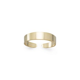 JewelryWeb - 14k Gold-Plated Base Metal 4mm Polished Band Toe Ring - Adjustable Toe Ring for Woman - Foot Jewelry