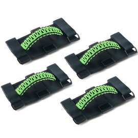 Savadicar 4 Pack Grab Handles Roll Bar Grip Handle Compatible with 1955-2023 Jeep Wrangler CJ YJ TJ JK JKU JL JLU 4XE & Gladiator JT, Top Handle Assist Support, Interior Accessories, Green