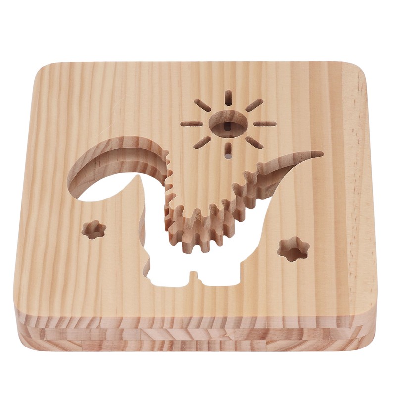Wood Carving Lamp Dinosaur Hollow Pattern Warm White Light USB