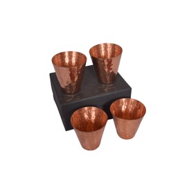 COPPER ESSENTIALS Mascow Mule Hammered Copper Shot Glasses(set of 4) 100% pure copper with gift boxes