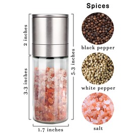Gulex® Salt Grinder Pepper Mill, Refillable, Adjustable Coarseness Black Pepper Grinder, Stainless Steel Sea Salt Shaker with Ceramic Rotor(Seasoning not included)
