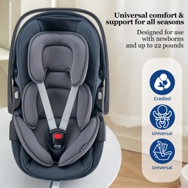 Innokids Head and Body Support Pillow Infant Car Seat Insert for Newborn to Toddler Stroller Cushion (Grey)