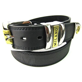 Mens Black Leather Belt Designed Milano - 36" - 40"