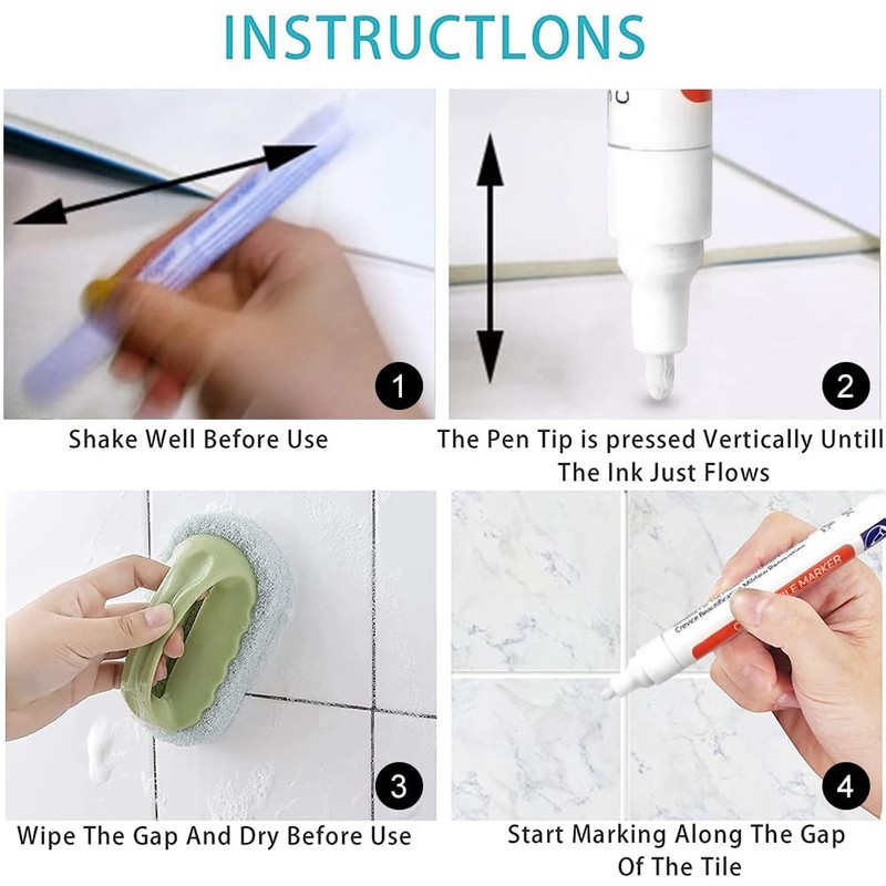 Tile Grout Pen, White Tile Pens, Tile Repair Pen, Tile