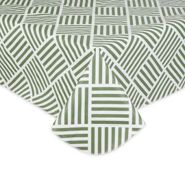 DII Indoor/Outdoor Vinyl Tabletop Collection Grid Pattern, Flannel Backed Tablecloth, Rectangle, 60x84, Artichoke Green