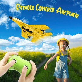RC Plane, Remote Control Wireless Airplane Toy - RC Plane Re mote Contro l 2CH 2.4Ghz R C Pl ane with Lights, Remote Control Airplanes Foam R C Fighter Airlane Jet for Adults Kids