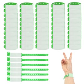 FloraMolly Inlet Bands, 50 Pieces Disposable ID Wrist Band Adult Waterproof PVC Teens Safety ID Bracelet for Festival Party Hospital Concert - Green
