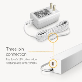 Somfy - Cargador para motores sin cables V2 – Alimentación batería externa – Compatible con Sonesse 30/40 y Altus 28 – Conector de 3 pines – Indicador LED – Cable de 6 pies – #9025166