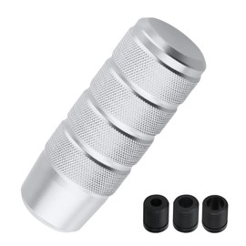 DUSCOKE Car Shifter Knob, 94mm/3.72" Aluminum Alloy Weighted Car Gear Shift Lever Handle with 3 Threaded Adapters M8/M10/M12, Universal Manual/Automatic Vehicle Accessory for Truck SUV (Silver)