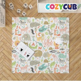 Baby Play Mat for Floor 50x50, Soft Foldable Playpen Mat for Floor, Thick Foam Padded Non-Slip Waterproof Washable Baby Crawling Mat for Toddlers Infants (Animal Print)