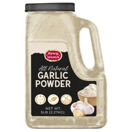 Spicy World Garlic Powder 5 LB Jar – Gluten Free, Bulk Ground Dehydrated Garlic, Non-GMO, Strong Flavor for Cooking, Seasoning, and Spice Blends