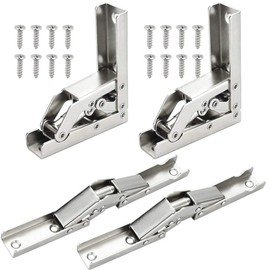 CODIRATO 4 Pieces Shelf Hinge Stainless Steel Folding Hinge Hidden Furniture Scbnarnier 90/180° Cabinet Hinges Table Holder Hinge Folding Shelf Bracket for Cabinet Door, Table, Cabinet