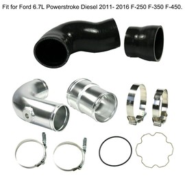 MOCW 3.5" Cold Side Intercooler Pipe Kit & Boot Upgrade Kit Compatible with 2011-2016 Ford 6.7L Powerstroke Diesel F-250 F-350 F-450, Silver