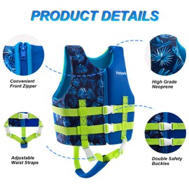 Kids Life Jacket, Premium Neoprene Life Jacket for Kids, Toddlers, Swimming Aid with Safety Belt and Removable Floats for Boys and Girls, Blue/S (1.5-4 Years)