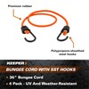 Keeper - 36” Bungee Cord with SST Hooks, 4 Pack