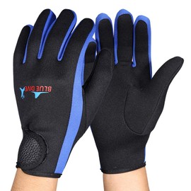Scuba Diving Gloves, 1Pai Diving Neoprene Snorkeling Kayaking Surfing Sport Hook And Loop Gloves (Black Blue M)