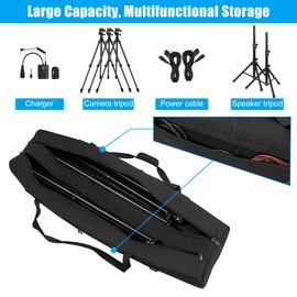 50" Multifunctional Tripod Bag, Heavy Duty Tripod Carrying Case with Dual Compartment for Music Stand, Mic Stand, Speakers Stand, Tripods, Lights, Boom Stand, Cameras, Monopods Stand