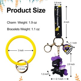 HONYJOOM Puff Keychain Pom Pom Keychain Cute Anime Key Chain Car Key Ring Purse Charm Accessory Keychains Bulk - Set of 6