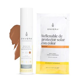 ENVERA | Set Protector Solar Con Color Medium + Refill SPF 50+ | Protector Solar Facial Oil Control Toque Seco | Acabado Mate Mousse | Vegano Resisten