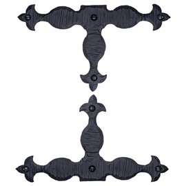 2 Pack 7 Inch Metal T Bracket for Furniture - Black - Handmade Decorative Steel Brackets - Rustic Metal Corner Brackets for Front Doors, Gates, Garages, Tables & Cabinets - The Sonora Series