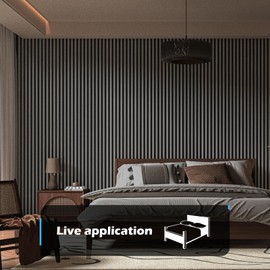 Art3d 2-Pack 108" x 12" Acoustic Wood Panels for Wall, Soundproof Wood Slat Panel for Wall and Ceiling, 3D Fluted Sound Absorbing Paneling for Interior Wall Decor, Living Room, Bedroom - Smoky Oak