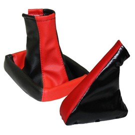 Aerzetix - Pair of gaiter gear lever and handbrake .Color: Red and black .