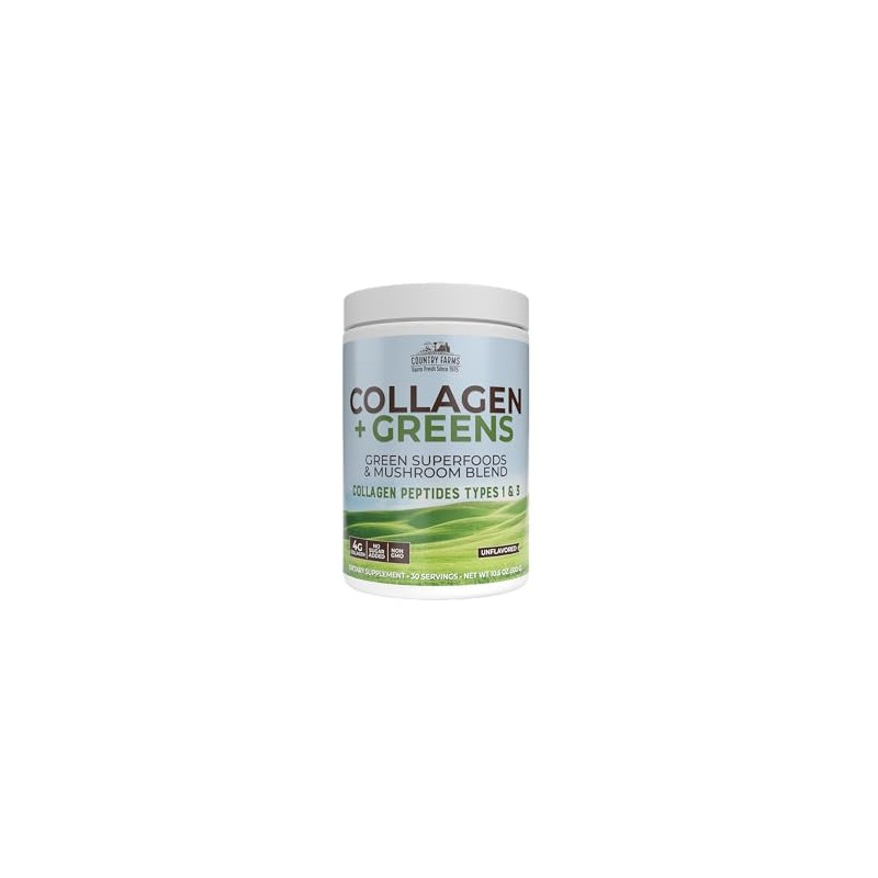 Country Farms Collagen + Greens Dietary Supplement, Energizing Superfoods, 10.6