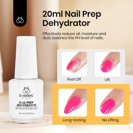 Beetles Nail Dehydrator 20ml, Acid-Free Nail Prep Dehydrator Manicure Bonder Liquid Prevent Lifting Suitable for Acrylic and UV Gel Polish