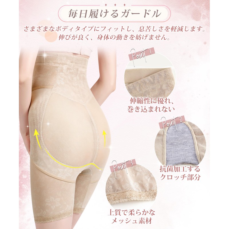[Allanve] 【現役ママ×助産師開発!】 骨盤ガードル 補正下着 【骨盤ベルト×ガードルの二重サポート】 お腹ギュッと引き締め ヒップアップ ガードル 産後 骨盤