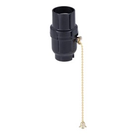 B&P Lamp® E26 Medium Base Phenolic Pull Chain Socket With Brass Chain