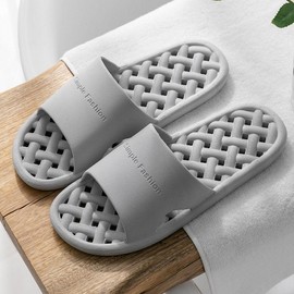 Comfortable Non-Slip Bathroom & Indoor Slippers - Lightweight & Perfect for Office (Type B) Grey (Women's) 2ea